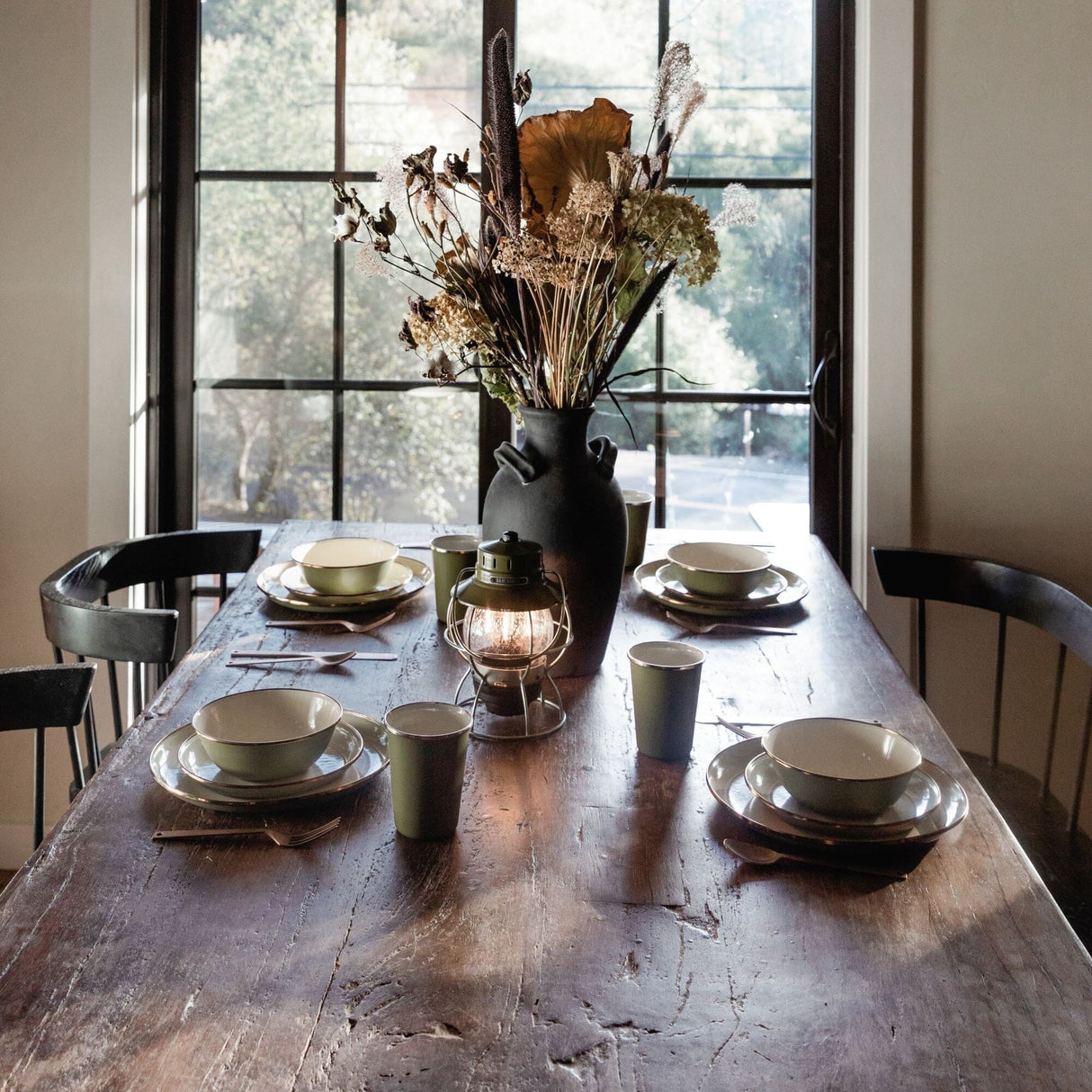 Enamelware 2-Tone Dining Collection - Olive Drab