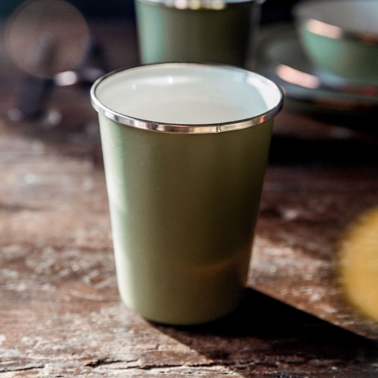 Enamelware 2-Tone Dining Collection - Olive Drab